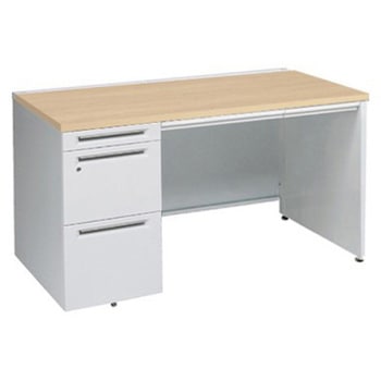 アドバンス 左片袖 中央引出し付(A3対応) コンセント対応タイプ パネル脚 オカムラ(岡村製作所)