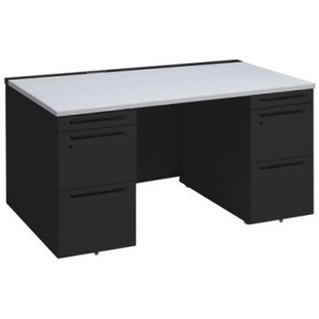 アドバンス 両袖机 中央引出し無 コンセント対応タイプ オカムラ(岡村製作所)