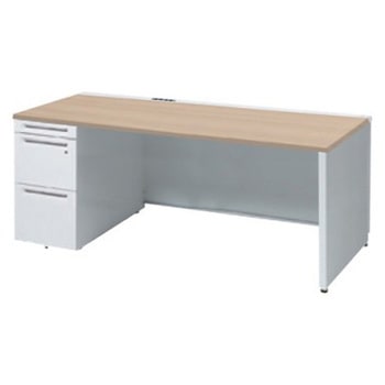 アドバンス 左片袖 中央引出し無 コンセント対応タイプ パネル脚 オカムラ(岡村製作所)