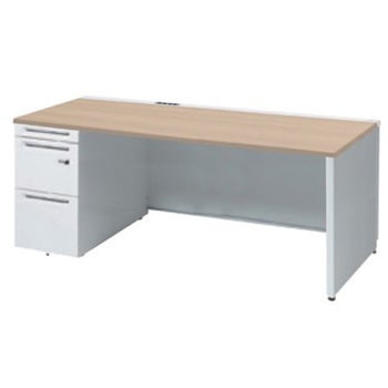 アドバンス 左片袖 中央引出し無 コンセント対応 ダイヤル錠タイプ パネル脚 オカムラ(岡村製作所)