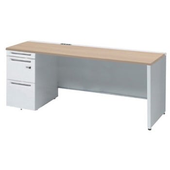 アドバンス 左片袖 中央引出し無 コンセント対応 ダイヤル錠タイプ パネル脚 オカムラ(岡村製作所)