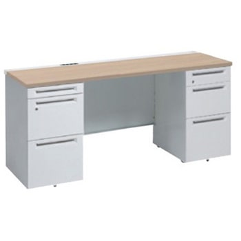 アドバンス 両袖机 3段B5 中央引出し無 コンセント対応タイプ オカムラ(岡村製作所)