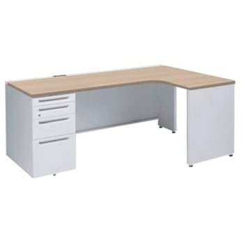 アドバンス L型右用左片袖4段引出無 配線カバーコンセント対応タイプ オカムラ(岡村製作所)