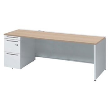 アドバンス 左片袖 中央引出し無 コンセント対応 ダイヤル錠タイプ パネル脚 オカムラ(岡村製作所)