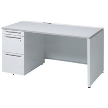 アドバンス 左片袖 中央引出し無 コンセント対応タイプ パネル脚 オカムラ(岡村製作所)