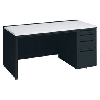 アドバンス 右片袖4段 中央引出し付(A3対応) コンセント対応タイプ パネル脚 オカムラ(岡村製作所)