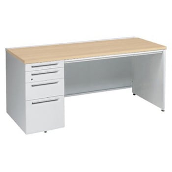 アドバンス 左片袖4段 中央引出し付(A3対応) コンセント対応タイプ パネル脚 オカムラ(岡村製作所)