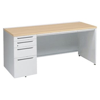 アドバンス 左片袖4段 中央引出し付(A3対応) コンセント対応タイプ パネル脚 オカムラ(岡村製作所)