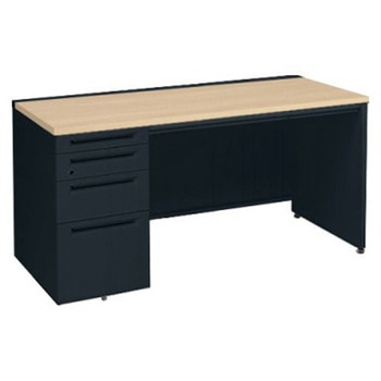 アドバンス 左片袖4段 中央引出し付(A3対応) コンセント対応タイプ パネル脚 オカムラ(岡村製作所)