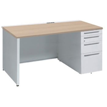 アドバンス 右片袖4段 中央引出し無 コンセント対応タイプ パネル脚 オカムラ(岡村製作所)