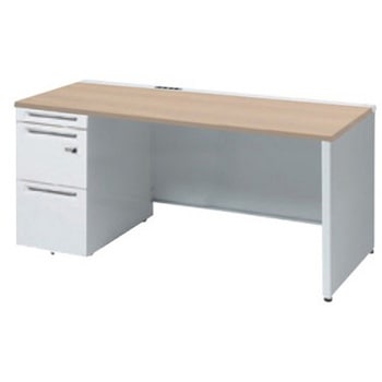 アドバンス 左片袖 中央引出し無 コンセント対応 ダイヤル錠タイプ パネル脚 オカムラ(岡村製作所)