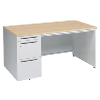 アドバンス 左片袖 中央引出し付(A3対応) コンセント対応タイプ パネル脚 オカムラ(岡村製作所)