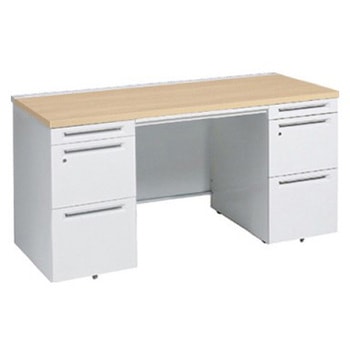 アドバンス 両袖机 中央引出し付(A3対応) コンセント対応タイプ オカムラ(岡村製作所)