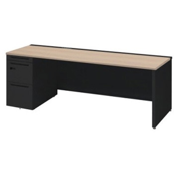 アドバンス 左片袖 中央引出し無 コンセント対応 ダイヤル錠タイプ パネル脚 オカムラ(岡村製作所)