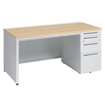 アドバンス 右片袖4段 中央引出し付(A3対応) コンセント対応タイプ パネル脚 オカムラ(岡村製作所)