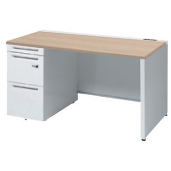 アドバンス 左片袖 中央引出し無 コンセント対応 ダイヤル錠タイプ パネル脚 オカムラ(岡村製作所)