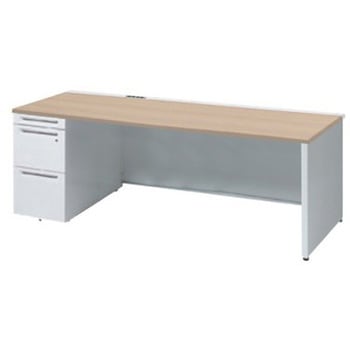 アドバンス 左片袖 中央引出し無 コンセント対応タイプ パネル脚 オカムラ(岡村製作所)