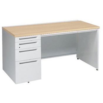 アドバンス 左片袖4段 中央引出し付(A3対応) コンセント対応タイプ パネル脚 オカムラ(岡村製作所)