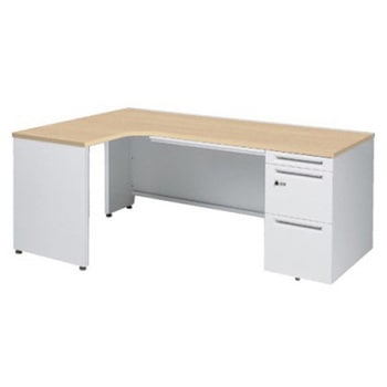 アドバンス L型左用右片袖3段引出付(A3対応) 配線カバー標準タイプ ダイヤル錠 オカムラ(岡村製作所)