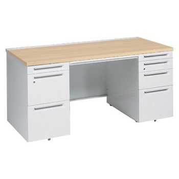 アドバンス 両袖机 4段 中央引出し付(A3対応) コンセント対応タイプ オカムラ(岡村製作所)