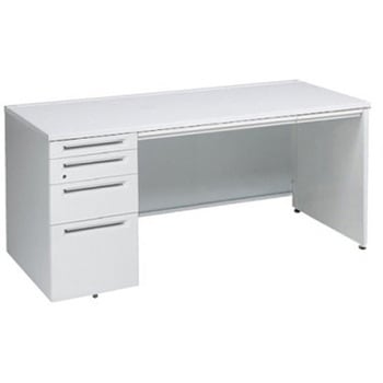 アドバンス 左片袖4段 中央引出し付(A3対応) コンセント対応タイプ パネル脚 オカムラ(岡村製作所)