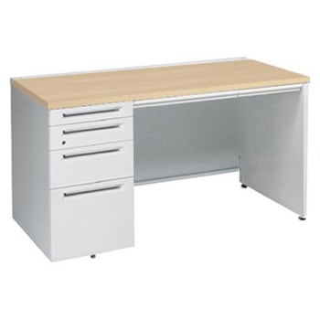 アドバンス 左片袖4段 中央引出し付(A3対応) コンセント対応タイプ パネル脚 オカムラ(岡村製作所)