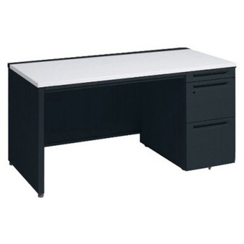 アドバンス 右片袖 中央引出し付(A3対応) コンセント対応タイプ パネル脚 オカムラ(岡村製作所)