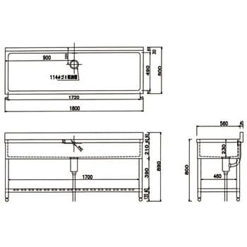 HP1-1800 一槽シンク(SUS430) 1組 東製作所 【通販サイトMonotaRO】