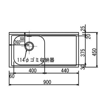 一槽水切り付きステンレスシンク(SUS430) 東製作所 1槽シンク 【通販