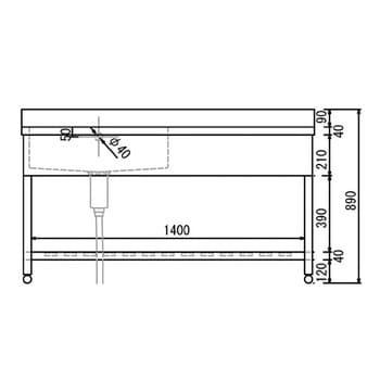 HPM1-1500-L 一槽水切り付きステンレスシンク(SUS430) 1台 東製作所