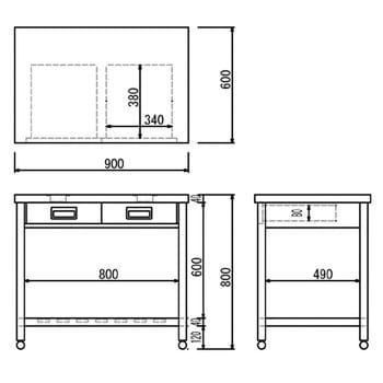 片面引出し付作業台(スノコ棚付き)