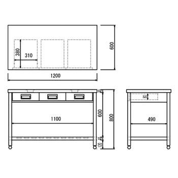 片面引出し付作業台(スノコ棚付き) 東製作所