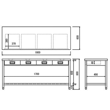 片面引出し付作業台(スノコ棚付き) 東製作所