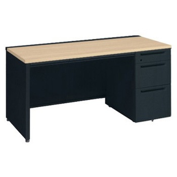 アドバンス 右片袖3段B5 中央引出し付(A3対応) コンセント対応タイプ パネル脚 オカムラ(岡村製作所)