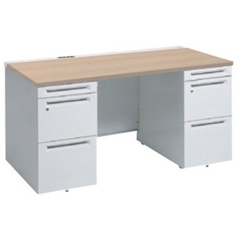 アドバンス 両袖机 中央引出し無 コンセント対応タイプ オカムラ(岡村製作所)