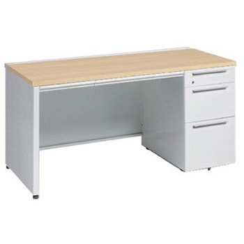 アドバンス 右片袖3段B5 中央引出し付(A3対応) コンセント対応タイプ パネル脚 オカムラ(岡村製作所)