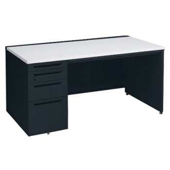 アドバンス 左片袖4段 中央引出し付(A3対応) コンセント対応タイプ パネル脚 オカムラ(岡村製作所)