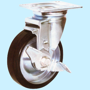 プレート式自在車 ゴム車(B入)ストッパー付 ナンシン