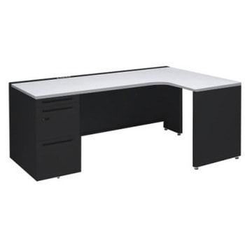 アドバンス L型右用左片袖3段引出無 配線カバーコンセント対応タイプ ダイヤル錠 オカムラ(岡村製作所)