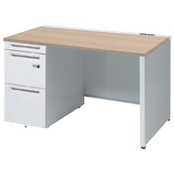 アドバンス 左片袖 中央引出し無 コンセント対応 ダイヤル錠タイプ パネル脚 オカムラ(岡村製作所)