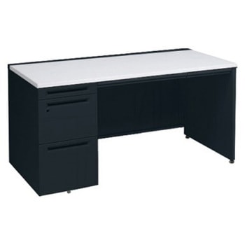 アドバンス 左片袖 中央引出し付(A3対応) コンセント対応タイプ パネル脚 オカムラ(岡村製作所)