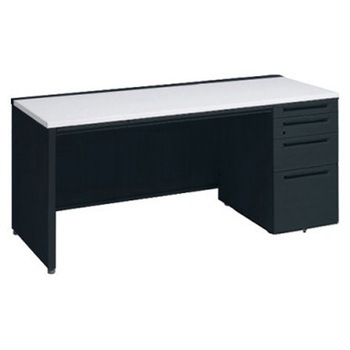 アドバンス 右片袖4段 中央引出し付(A3対応) コンセント対応タイプ パネル脚 オカムラ(岡村製作所)