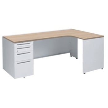 アドバンス L型右用左片袖4段引出無 配線カバー標準タイプ オカムラ(岡村製作所)