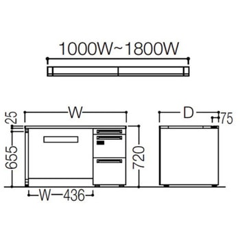 アドバンス 右片袖 中央引出し無 スタンダード ダイヤル錠タイプ パネル脚 オカムラ(岡村製作所)