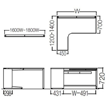 アドバンス L型左用引出付(A3対応) 配線カバー標準タイプ L脚 オカムラ(岡村製作所)