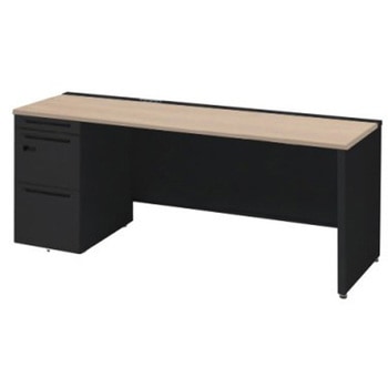 アドバンス 左片袖 中央引出し無 コンセント対応 ダイヤル錠タイプ パネル脚 オカムラ(岡村製作所)