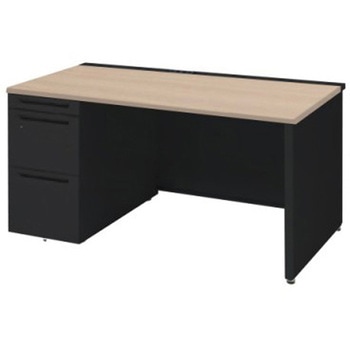 アドバンス 左片袖 中央引出し無 コンセント対応タイプ パネル脚 オカムラ(岡村製作所)