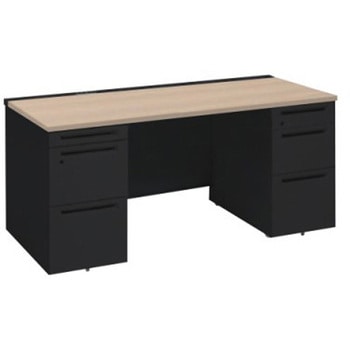 アドバンス 両袖机 3段B5 中央引出し無 コンセント対応タイプ オカムラ(岡村製作所)