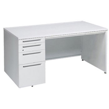 アドバンス 左片袖4段 中央引出し付(A3対応) コンセント対応タイプ パネル脚 オカムラ(岡村製作所)