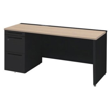 アドバンス 左片袖 中央引出し無 コンセント対応タイプ パネル脚 オカムラ(岡村製作所)